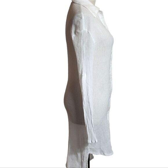 PrettyLittleThing White Sheer Mini Dress Top or Coverup - Picture 5 of 8